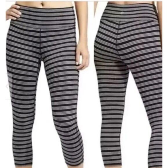 Athleta Pants - Athleta Striped Legging Pants Gray Black Size Small